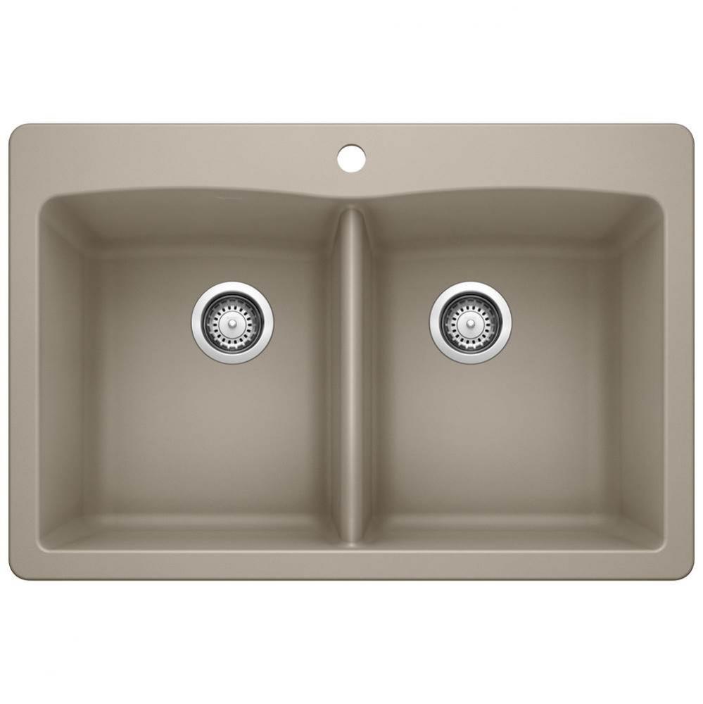 Diamond SILGRANIT 33'' 50/50 Double Bowl Dual Mount Kitchen Sink - Truffle