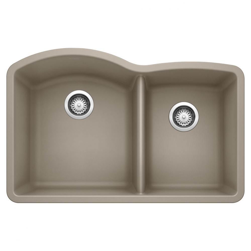 Diamond SILGRANIT 32'' 60/40 Double Bowl Undermount Kitchen Sink - Truffle