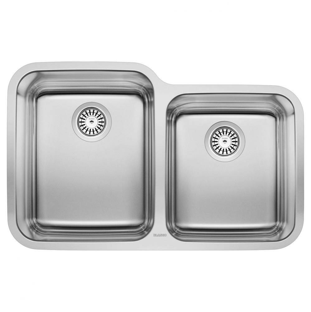 Stellar 32'' 60/40 Double Bowl Undermount Stainless Steel Kitchen Sink