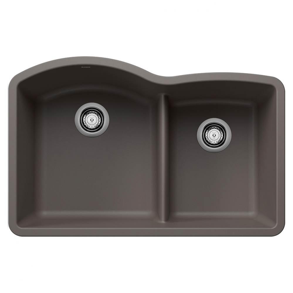Diamond SILGRANIT 32'' 60/40 Double Bowl Undermount Kitchen Sink with Low Divide - Volca