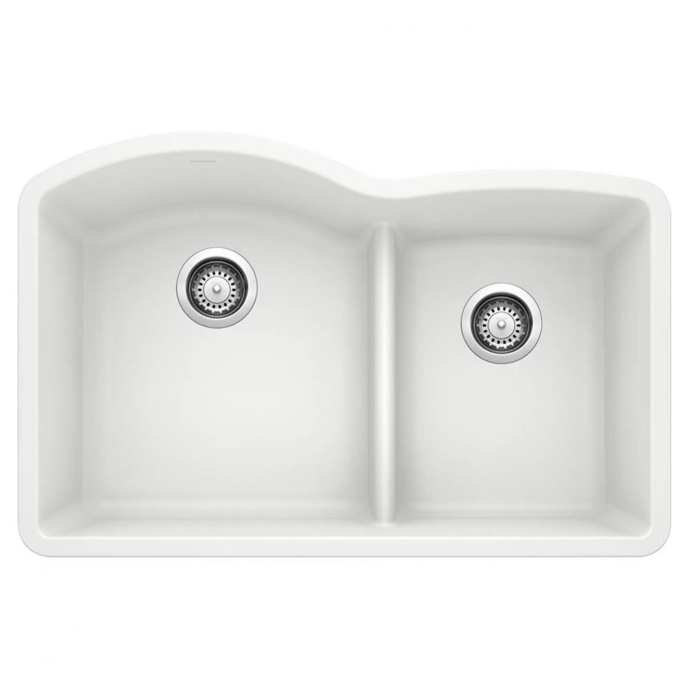 Diamond SILGRANIT 32'' 60/40 Double Bowl Undermount Kitchen Sink with Low Divide - White