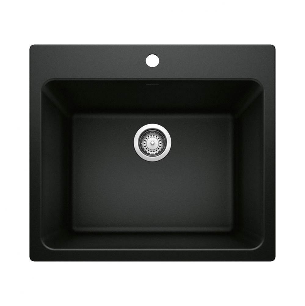 Liven SILGRANIT 25'' Single Bowl Dual Mount Laundry Sink - Coal Black