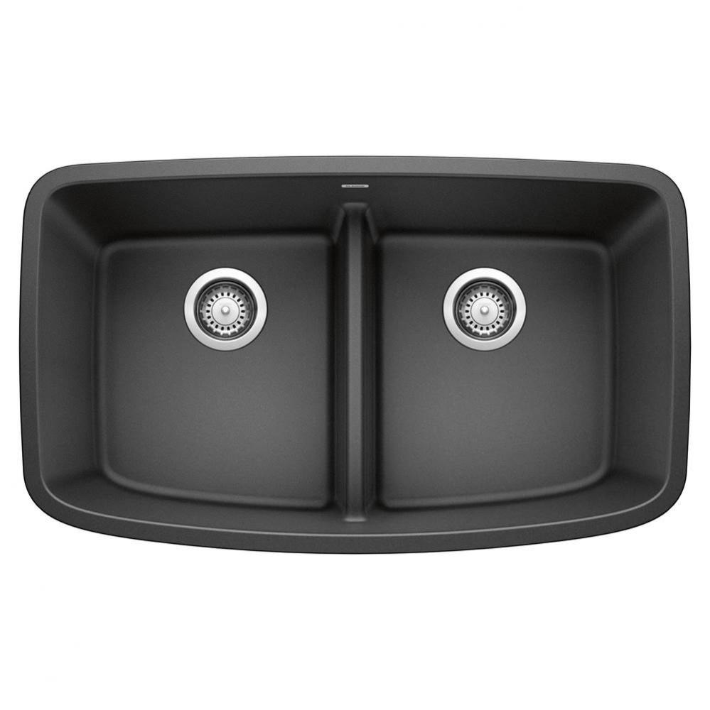 Valea SILGRANIT 32'' 50/50 Double Bowl Undermount Kitchen Sink with Low Divide - Anthrac