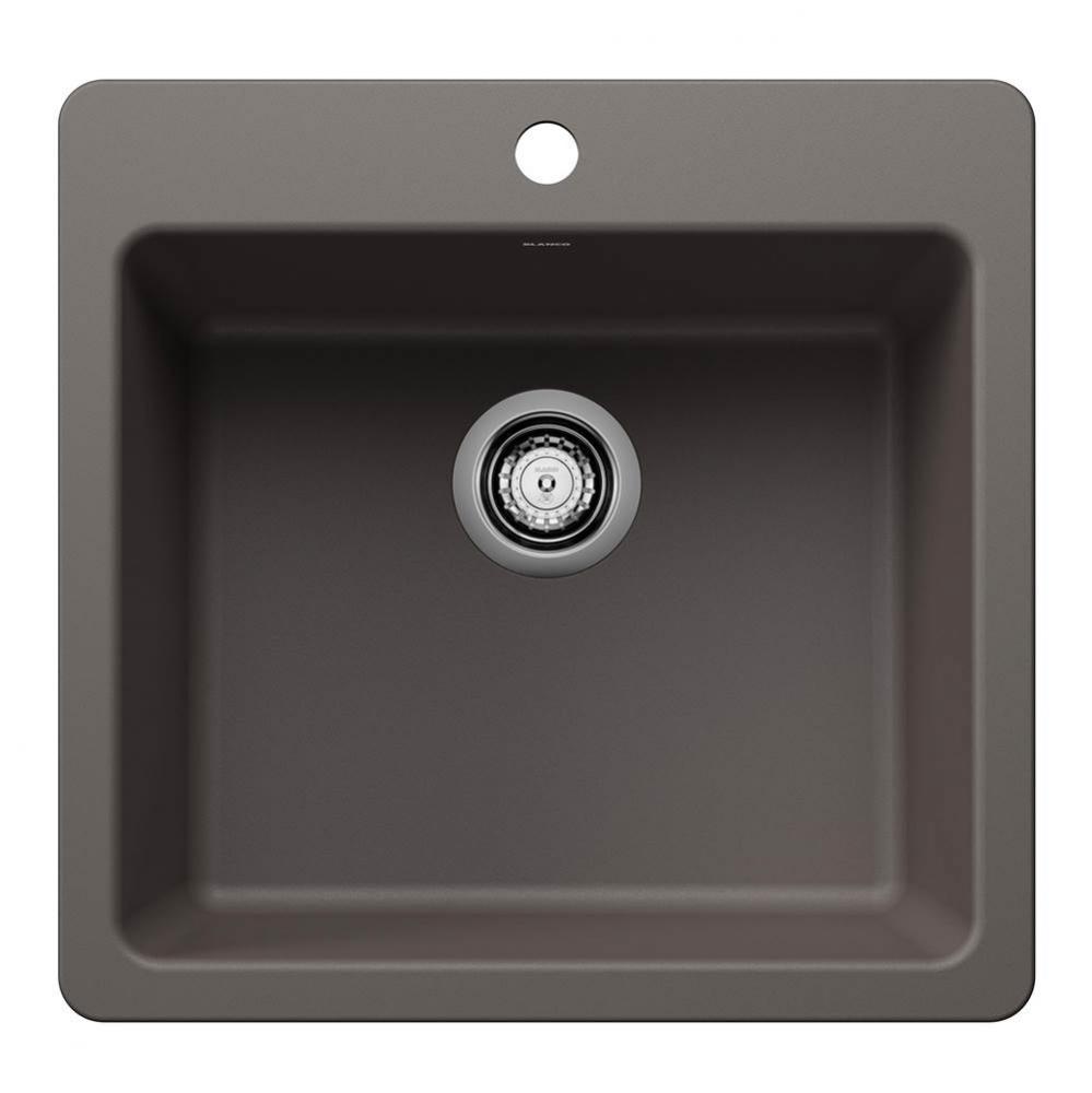 Liven SILGRANIT 21'' Single Bowl Dual Mount Kitchen Sink - Volcano Gray