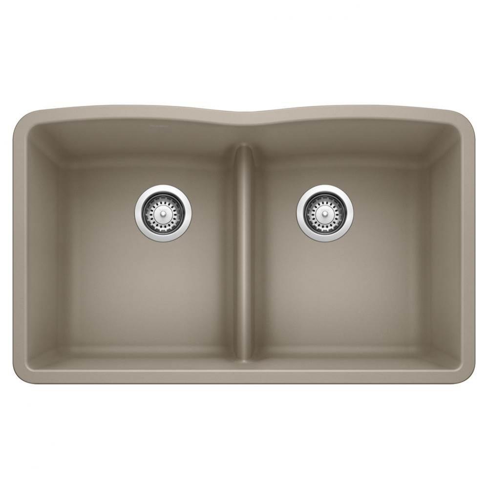 Diamond SILGRANIT 32'' 50/50 Double Bowl Undermount Kitchen Sink with Low Divide - Truff
