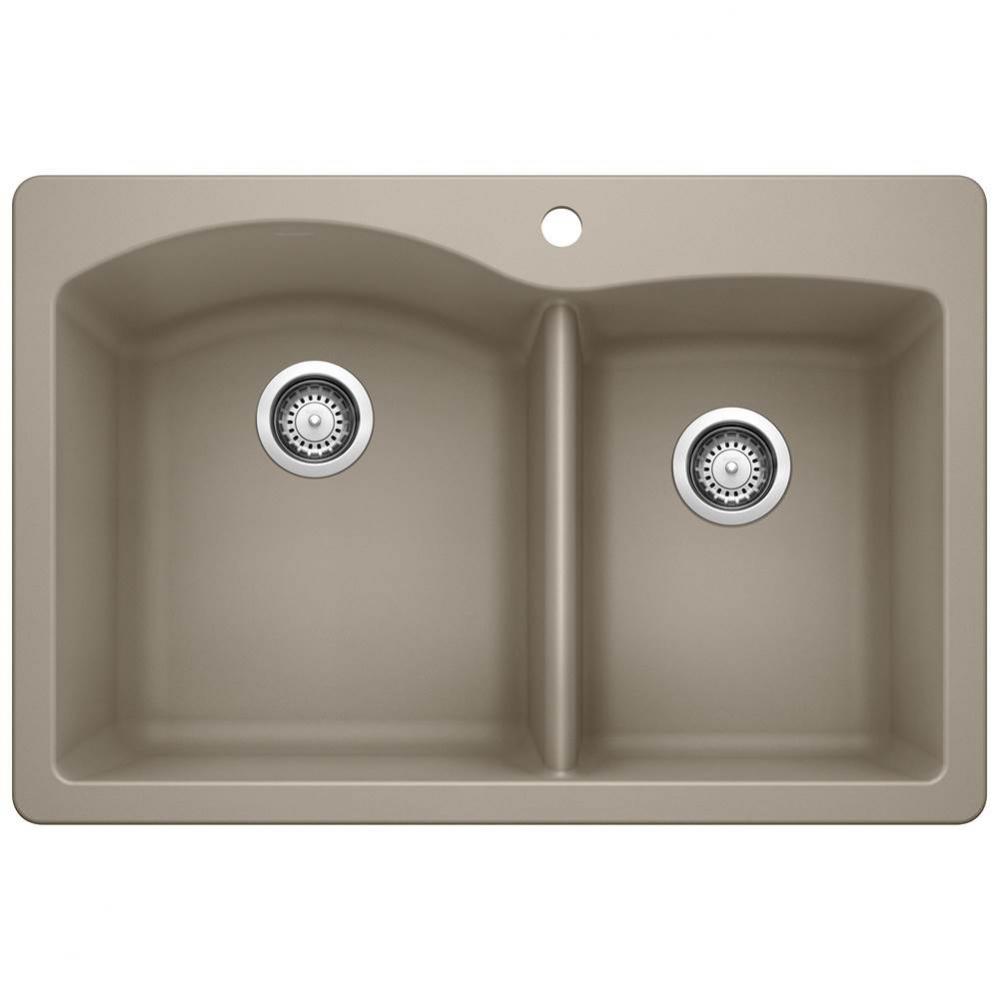 Diamond SILGRANIT 33'' 60/40 Double Bowl Dual Mount Kitchen Sink -  Truffle