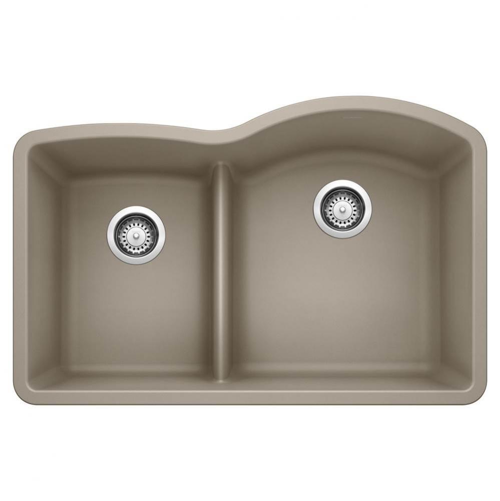Diamond SILGRANIT 32'' 40/60 Reverse Double Bowl Undermount Kitchen Sink with Low Divide