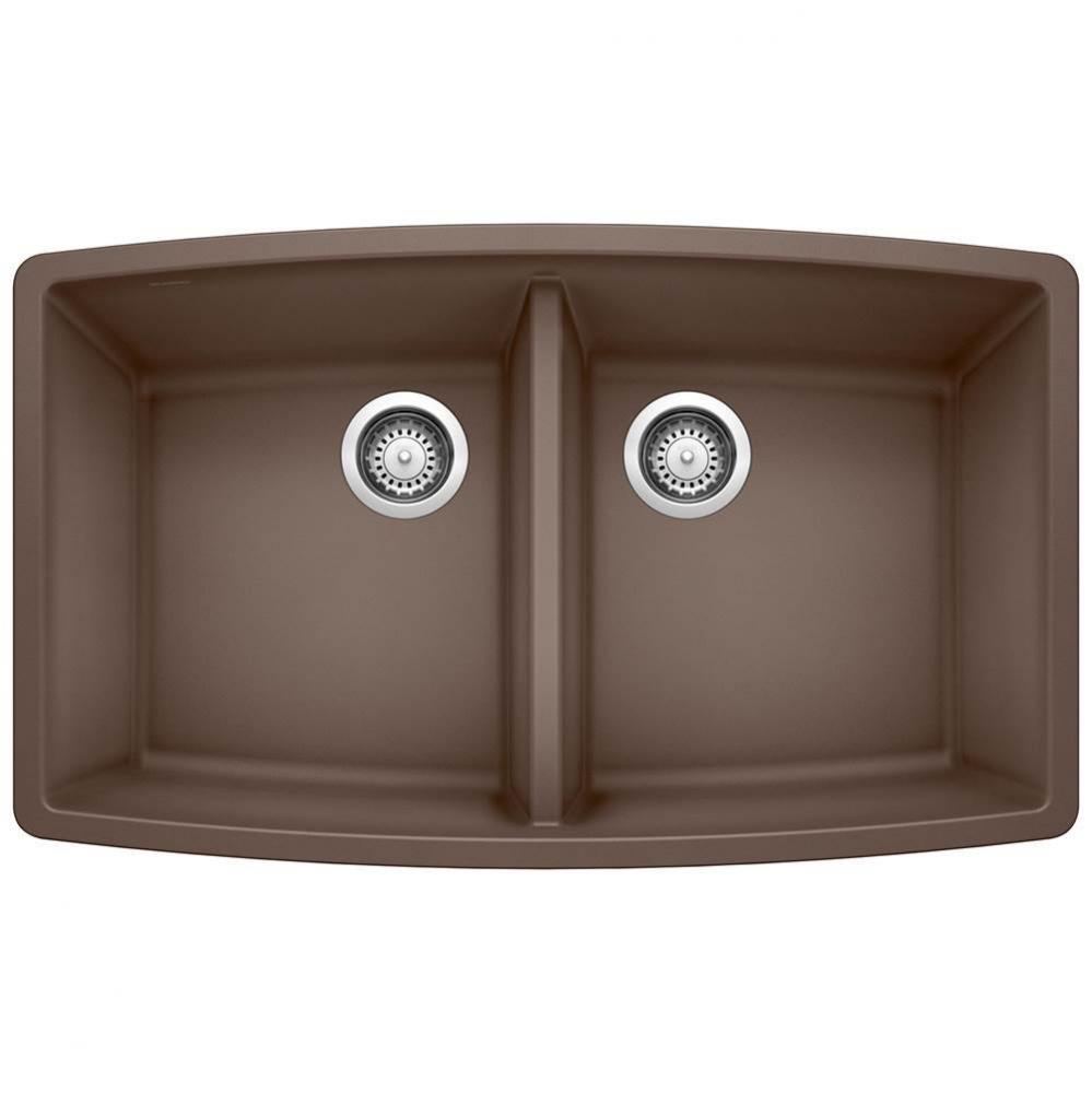 Performa SILGRANIT 33'' 50/50 Double Bowl Undermount Kitchen Sink - Cafe