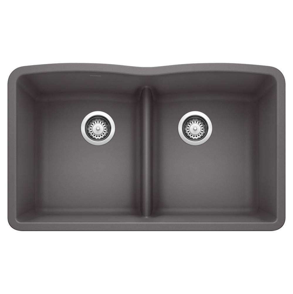 Diamond SILGRANIT 32'' 50/50 Double Bowl Undermount Kitchen Sink with Low Divide - Cinde