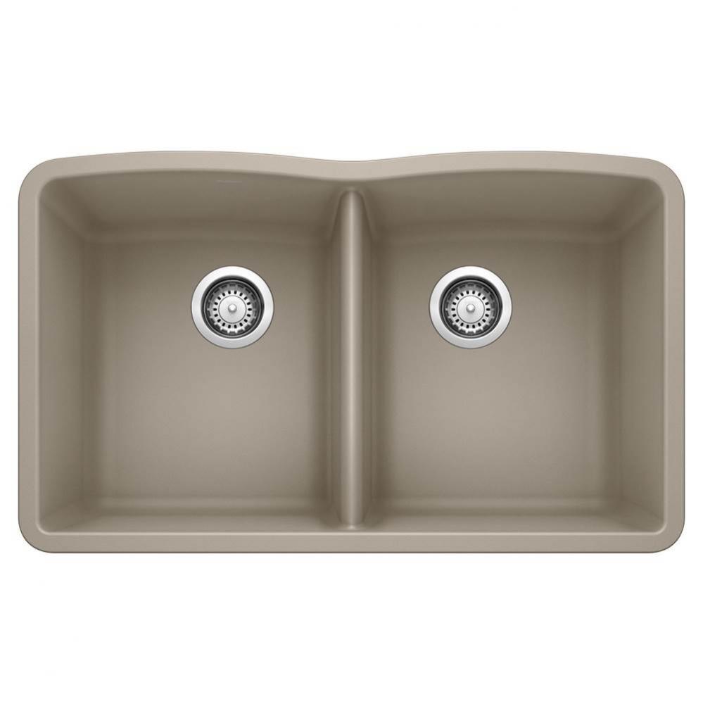 Diamond SILGRANIT 32'' 50/50 Double Bowl Undermount Kitchen Sink - Truffle