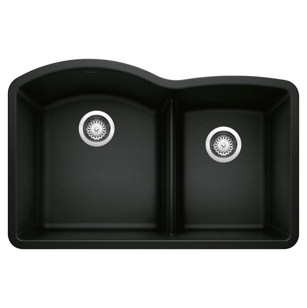Diamond SILGRANIT 32'' 60/40 Double Bowl Undermount Kitchen Sink with Low Divide - Coal