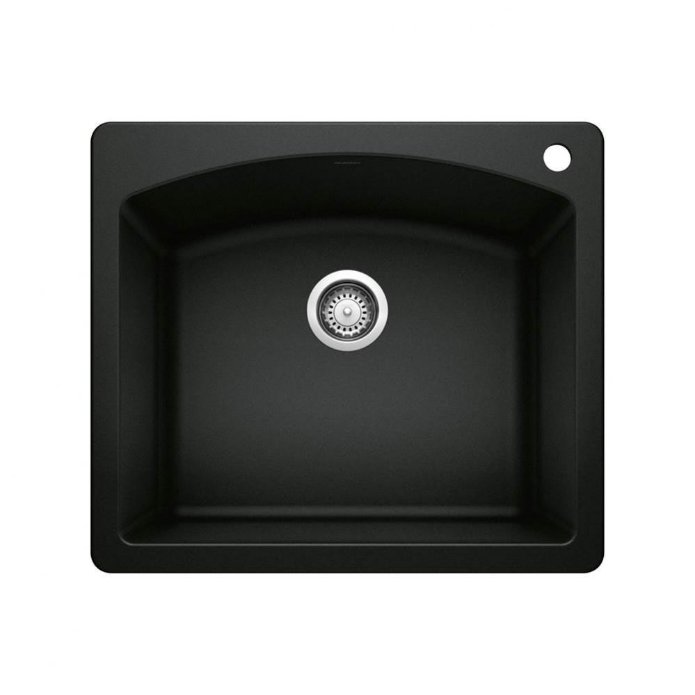 Diamond SILGRANIT 25'' Single Bowl Dual Mount Kitchen Sink - Coal Black