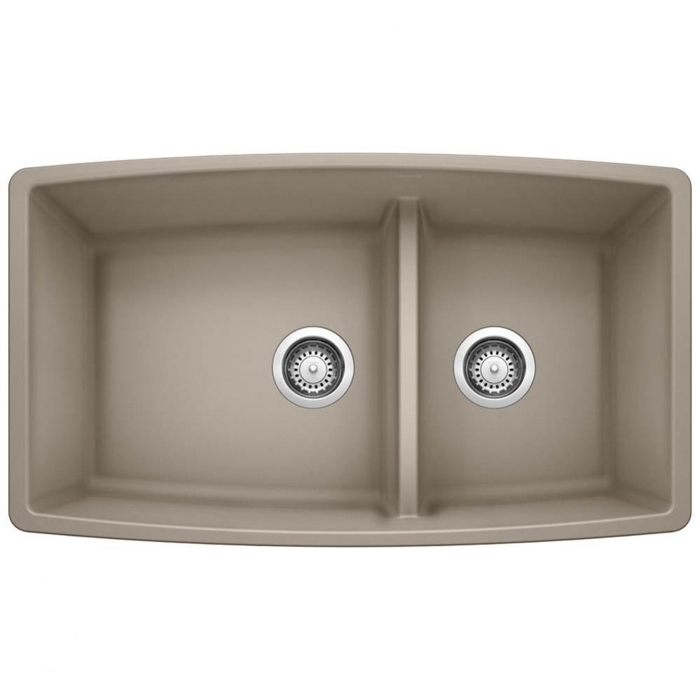 Performa SILGRANIT 33'' 60/40 Double Bowl Undermount Kitchen Sink with Low Divide - Truf