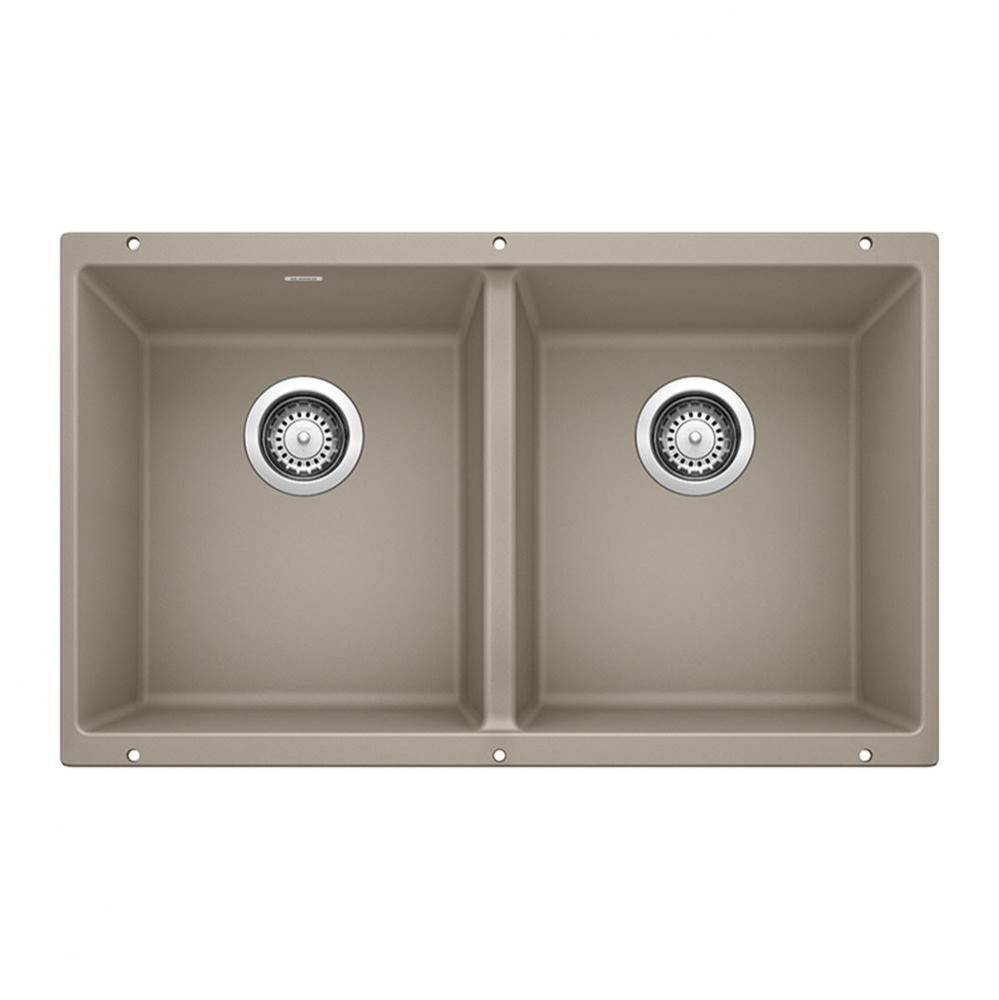 Precis SILGRANIT 29'' 50/50 Double Bowl Undermount Kitchen Sink - Truffle