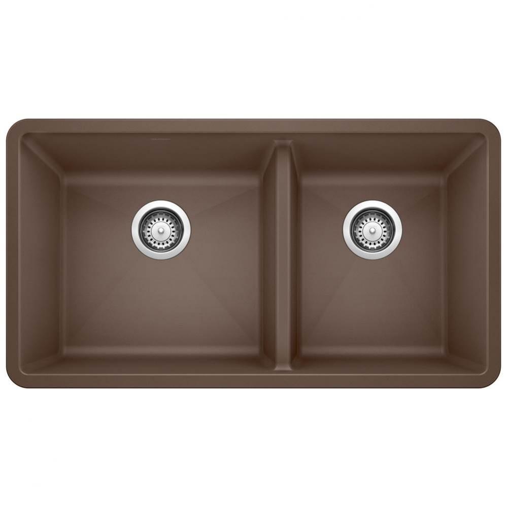 Precis SILGRANIT 33'' 60/40 Double Bowl Undermount Kitchen Sink - Cafe