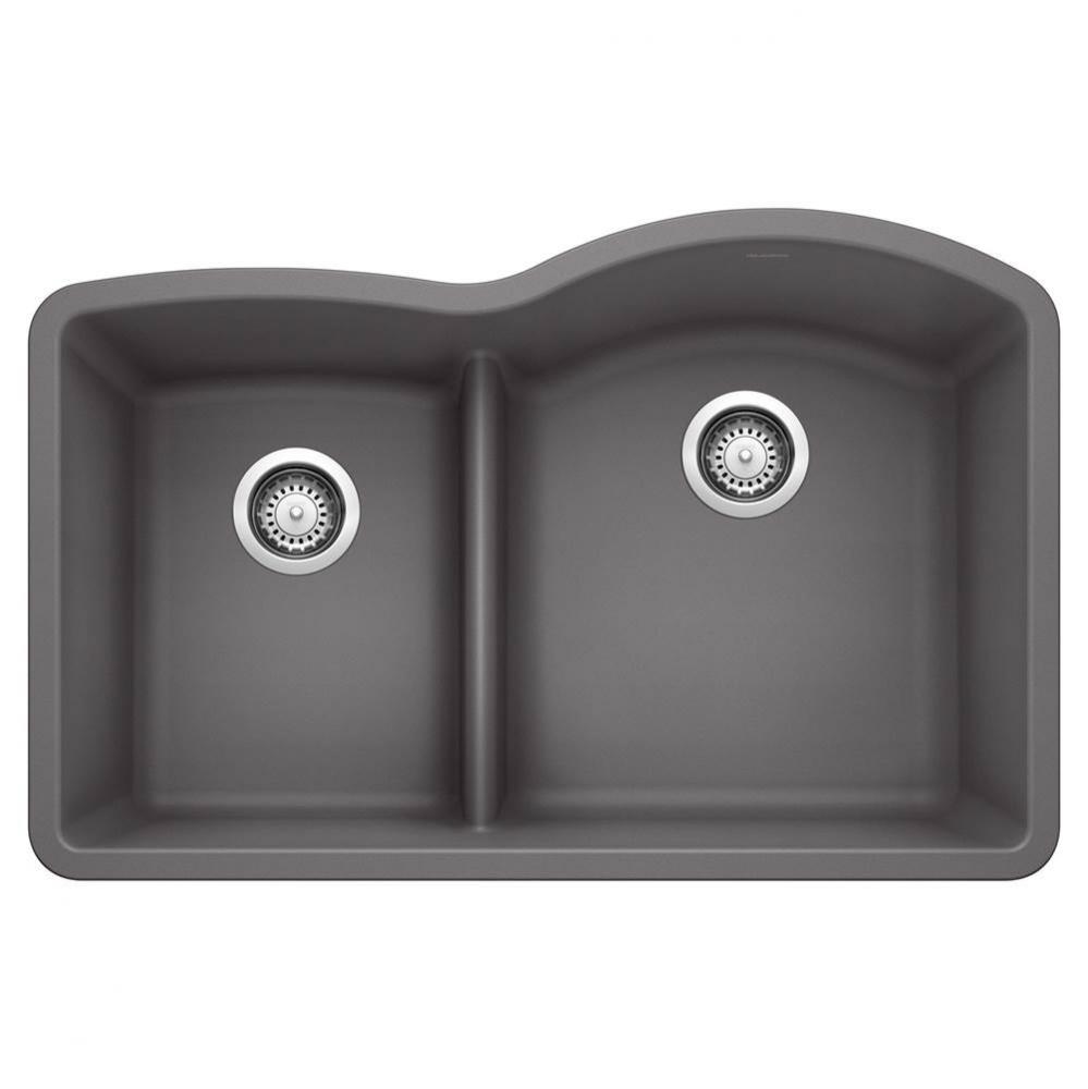 Diamond SILGRANIT 32'' 40/60 Reverse Double Bowl Undermount Kitchen Sink with Low Divide