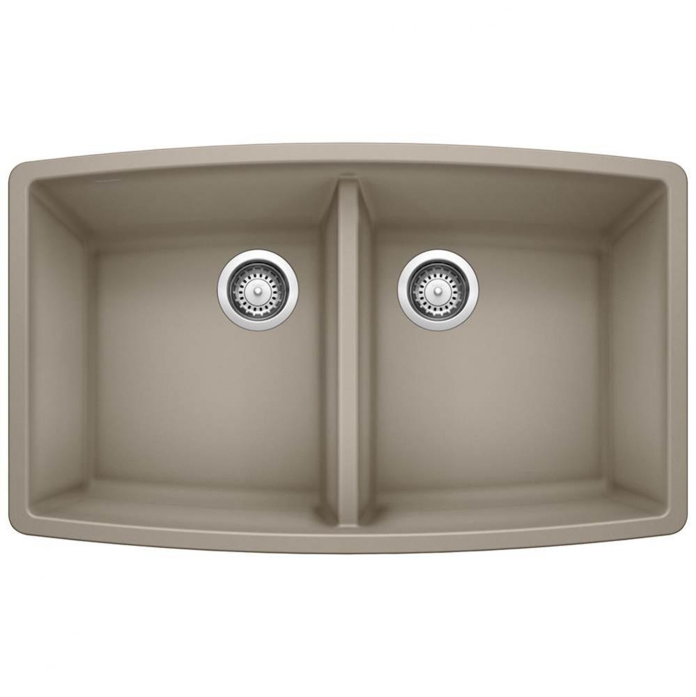 Performa SILGRANIT 33'' 50/50 Double Bowl Undermount Kitchen Sink - Truffle