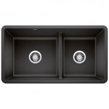 Blanco 442525 - Precis SILGRANIT 33'' 60/40 Reversible Double Bowl Undermount Kitchen Sink with Low Divi