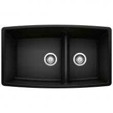 Blanco 442939 - Performa SILGRANIT 33'' 60/40 Double Bowl Undermount Kitchen Sink with Low Divide - Coal