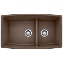 Blanco 441313 - Performa SILGRANIT 33'' 60/40 Double Bowl Undermount Kitchen Sink with Low Divide - Cafe