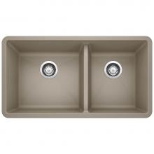 Blanco 441296 - Precis SILGRANIT 33'' 60/40 Double Bowl Undermount Kitchen Sink - Truffle