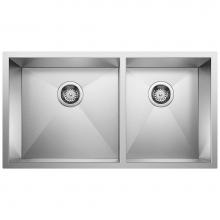 Blanco 515821 - Precision R0 33'' 60/40 Double Bowl Undermount Stainless Steel Kitchen Sink