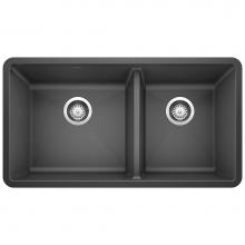 Blanco 441128 - Precis SILGRANIT 33'' 60/40 Double Bowl Undermount Kitchen Sink - Anthracite