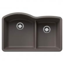Blanco 443102 - Diamond SILGRANIT 32'' 60/40 Double Bowl Undermount Kitchen Sink with Low Divide - Volca