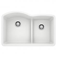 Blanco 441593 - Diamond SILGRANIT 32'' 60/40 Double Bowl Undermount Kitchen Sink with Low Divide - White