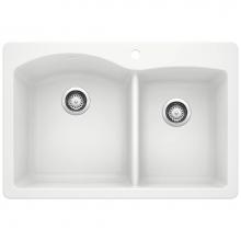 Blanco 440216 - Diamond SILGRANIT 33'' 60/40 Double Bowl Dual Mount Kitchen Sink - White