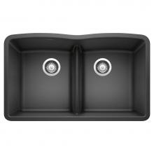 Blanco 442075 - Diamond SILGRANIT 32'' 50/50 Double Bowl Undermount Kitchen Sink with Low Divide - Anthr