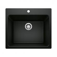 Blanco 442924 - Liven SILGRANIT 25'' Single Bowl Dual Mount Laundry Sink - Coal Black