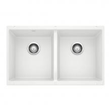 Blanco 516320 - Precis SILGRANIT 29'' 50/50 Double Bowl Undermount Kitchen Sink - White