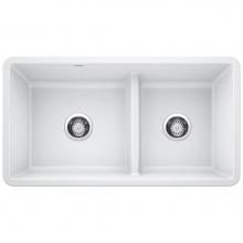 Blanco 442524 - Precis SILGRANIT 33'' 60/40 Reversible Double Bowl Undermount Kitchen Sink with Low Divi