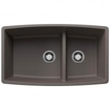 Blanco 443125 - Performa SILGRANIT 33'' 60/40 Double Bowl Undermount Kitchen Sink with Low Divide - Volc