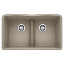 Blanco 442072 - Diamond SILGRANIT 32'' 50/50 Double Bowl Undermount Kitchen Sink with Low Divide - Truff
