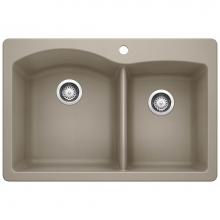 Blanco 441283 - Diamond SILGRANIT 33'' 60/40 Double Bowl Dual Mount Kitchen Sink -  Truffle