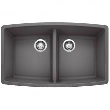 Blanco 441473 - Performa SILGRANIT 33'' 50/50 Double Bowl Undermount Kitchen Sink - Cinder
