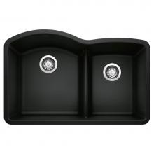 Blanco 442910 - Diamond SILGRANIT 32'' 60/40 Double Bowl Undermount Kitchen Sink with Low Divide - Coal