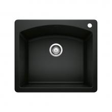 Blanco 442905 - Diamond SILGRANIT 25'' Single Bowl Dual Mount Kitchen Sink - Coal Black