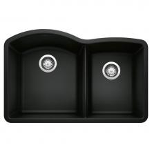 Blanco 442909 - Diamond SILGRANIT 32'' 60/40 Double Bowl Undermount Kitchen Sink - Coal Black