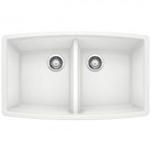 Blanco 440071 - Performa SILGRANIT 33'' 50/50 Double Bowl Undermount Kitchen Sink - White
