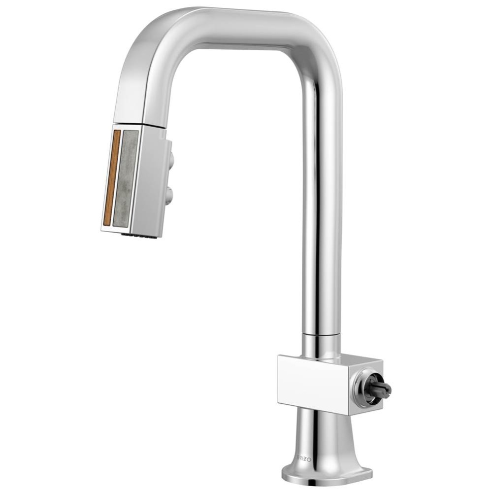 Frank Lloyd Wright Pull-Down Prep Faucet with Square Spout and Wood/Concrete Wand - Less Handle