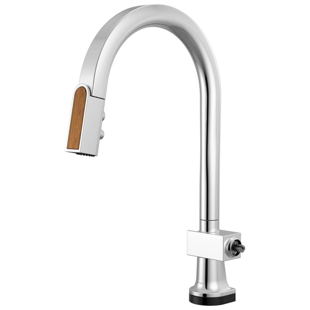 Frank Lloyd Wright SmartTouch Pull-Down Kitchen Faucet with Arc Spout and Wood Wand - Less Handle