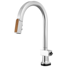 Brizo 64022LF-PCWDLHP - Frank Lloyd Wright SmartTouch Pull-Down Kitchen Faucet with Arc Spout and Wood Wand - Less Handle