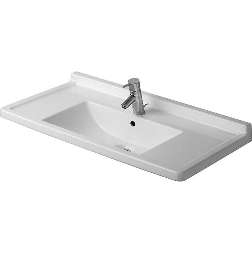 Duravit Starck 3 33 1/2'' Rectangular Wall Mounted Sink in White with Widespread Faucet