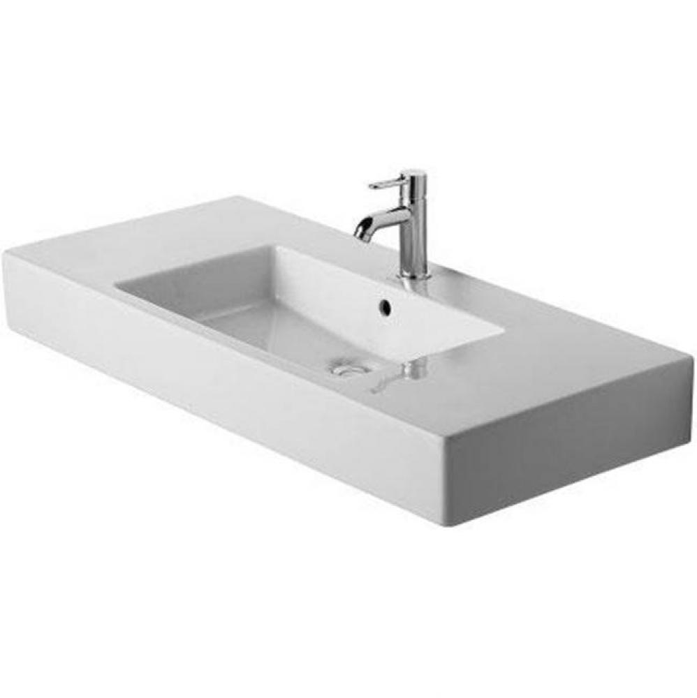 Duravit Vero 41 3/8'' Rectangular Wall Mounted Sink in White with Widespread Faucet Hole