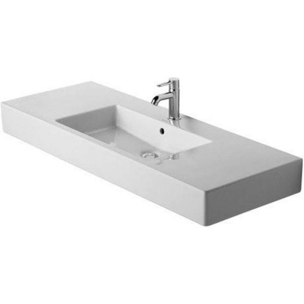Duravit Vero 49 1/4'' Rectangular Wall Mounted Sink in White with Widespread Faucet Hole