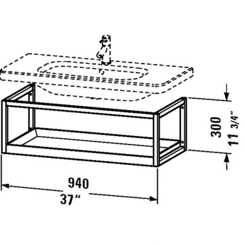 DS Furniture accessory tray, Graphi 300x950x440mm wall-mountet