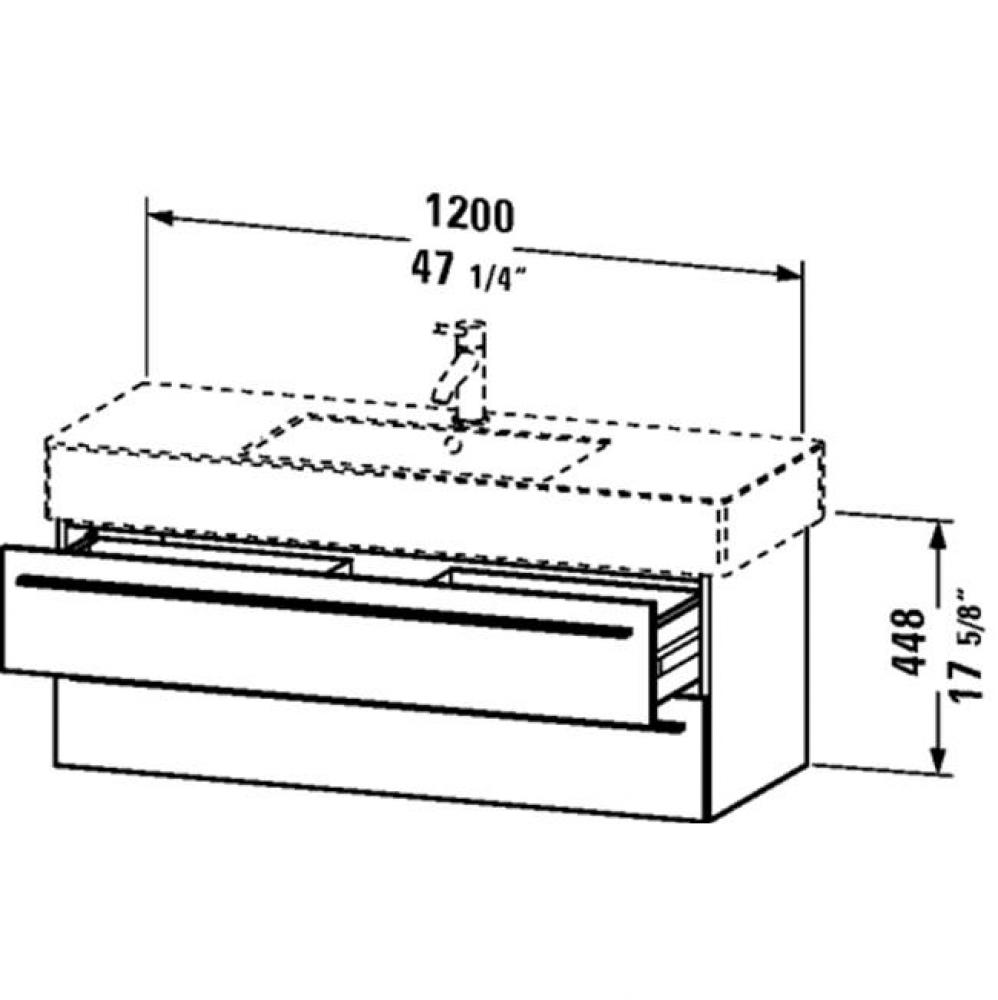 XL Vanity unit 032912, 17 5/8''x47 1/4''x18 3/8'' - wall-mounted,